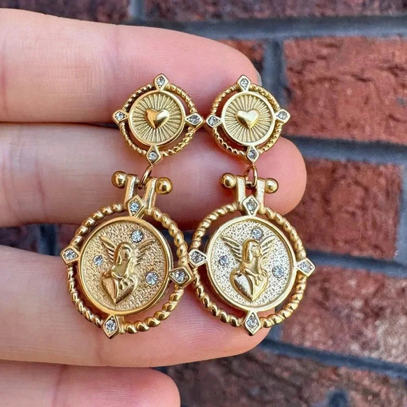 Angel Wing 18K Gold Plated Stainless Steel Waterproof Earrings - Picture 8 of 14